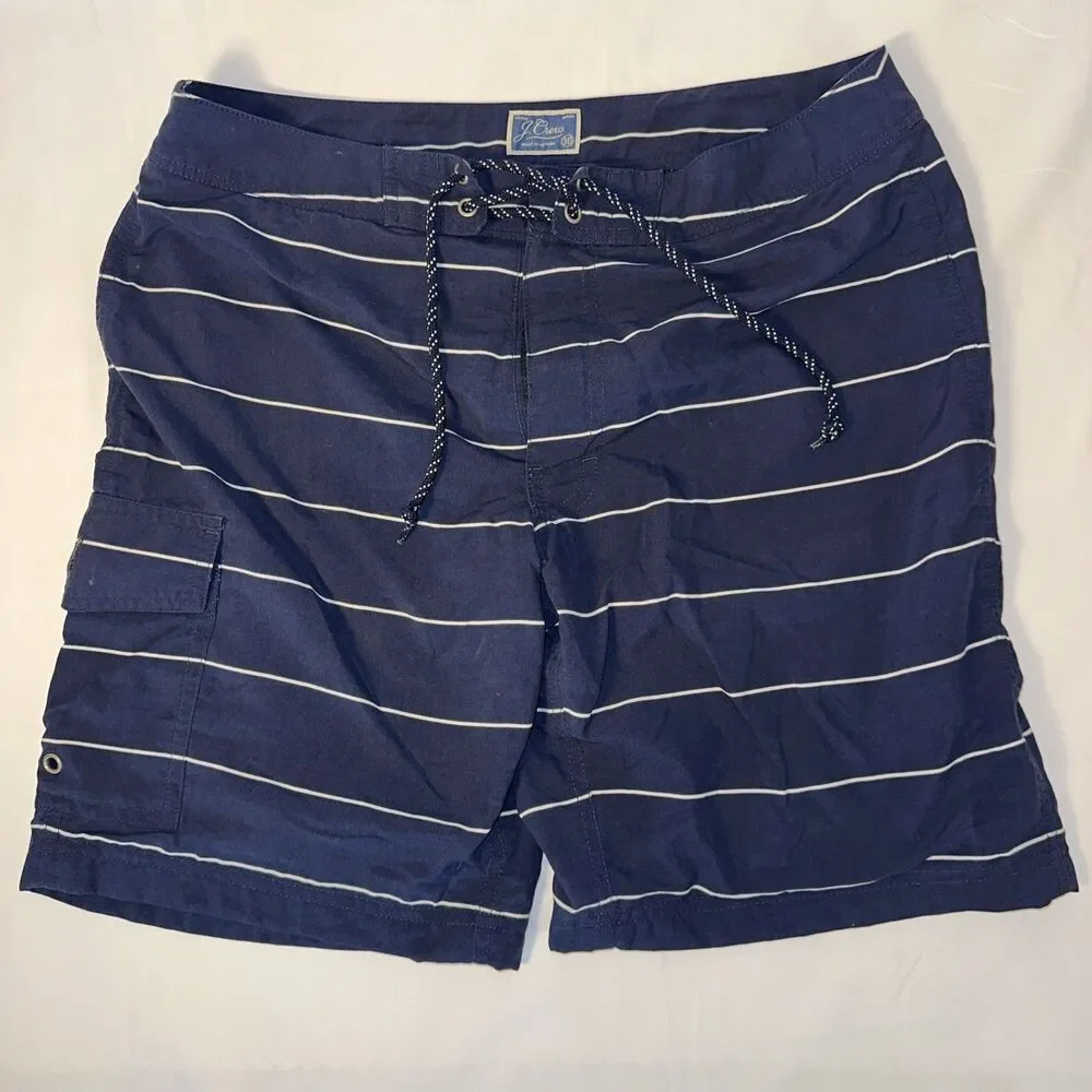 J Crew Men’s 30 W Swim Trunks Navy Cape Cod Shorts Striped New England